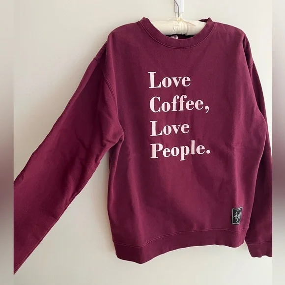 SWEATSHIRT Graphic "Love Coffee Love People" Casual Cabincore Cozy Long Sleeve - Picture 3 of 17